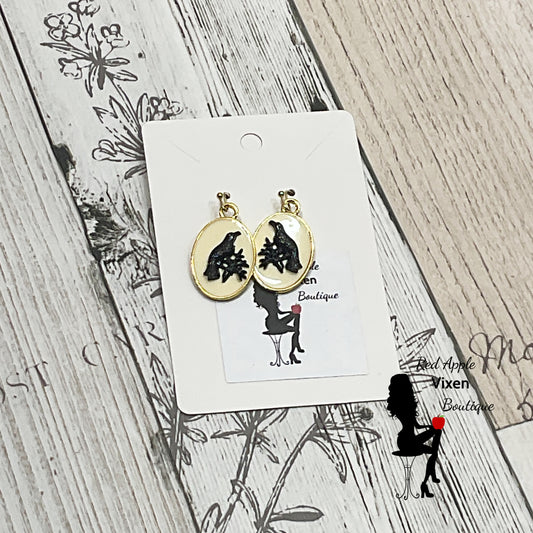 Cameo Crow Earrings - Sassy Chick Clothing