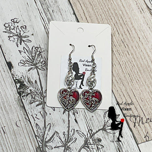 Gothic Heart Dangle Earrings - Sassy Chick Clothing