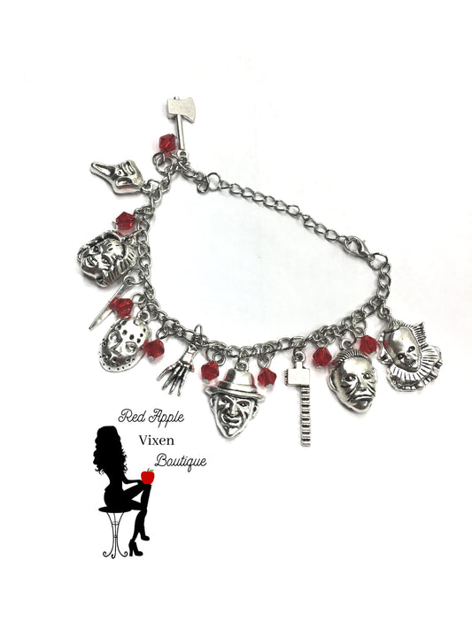 Classic Horror Charm Bracelet - Red Apple Vixen Boutique