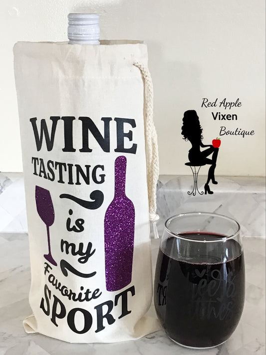 Wine Tasting is my Favorite Sport Tote Bag - Sassy Chick Clothing