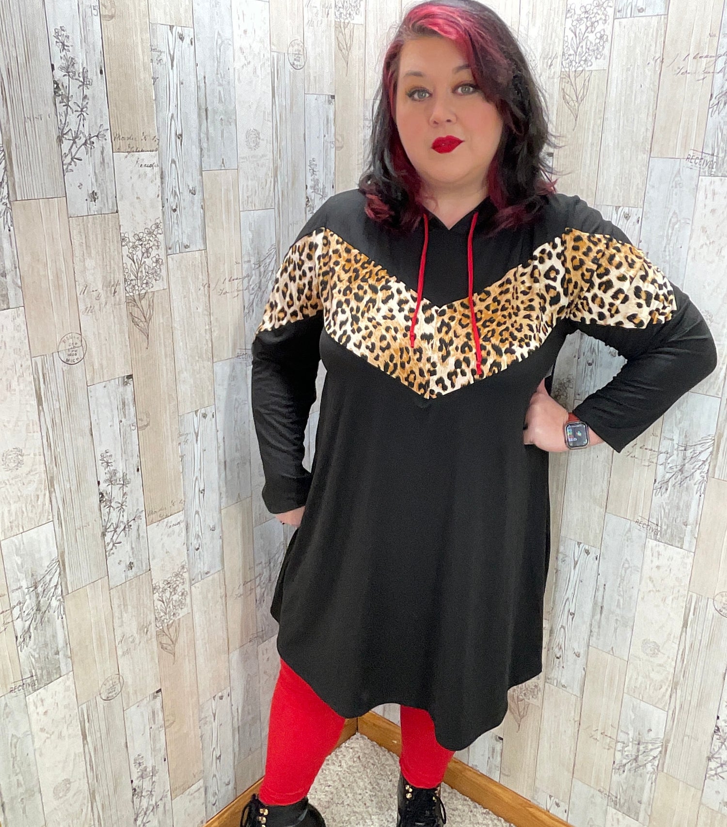 Leopard Print Color Block Midi Dress - Sassy Chick Clothing