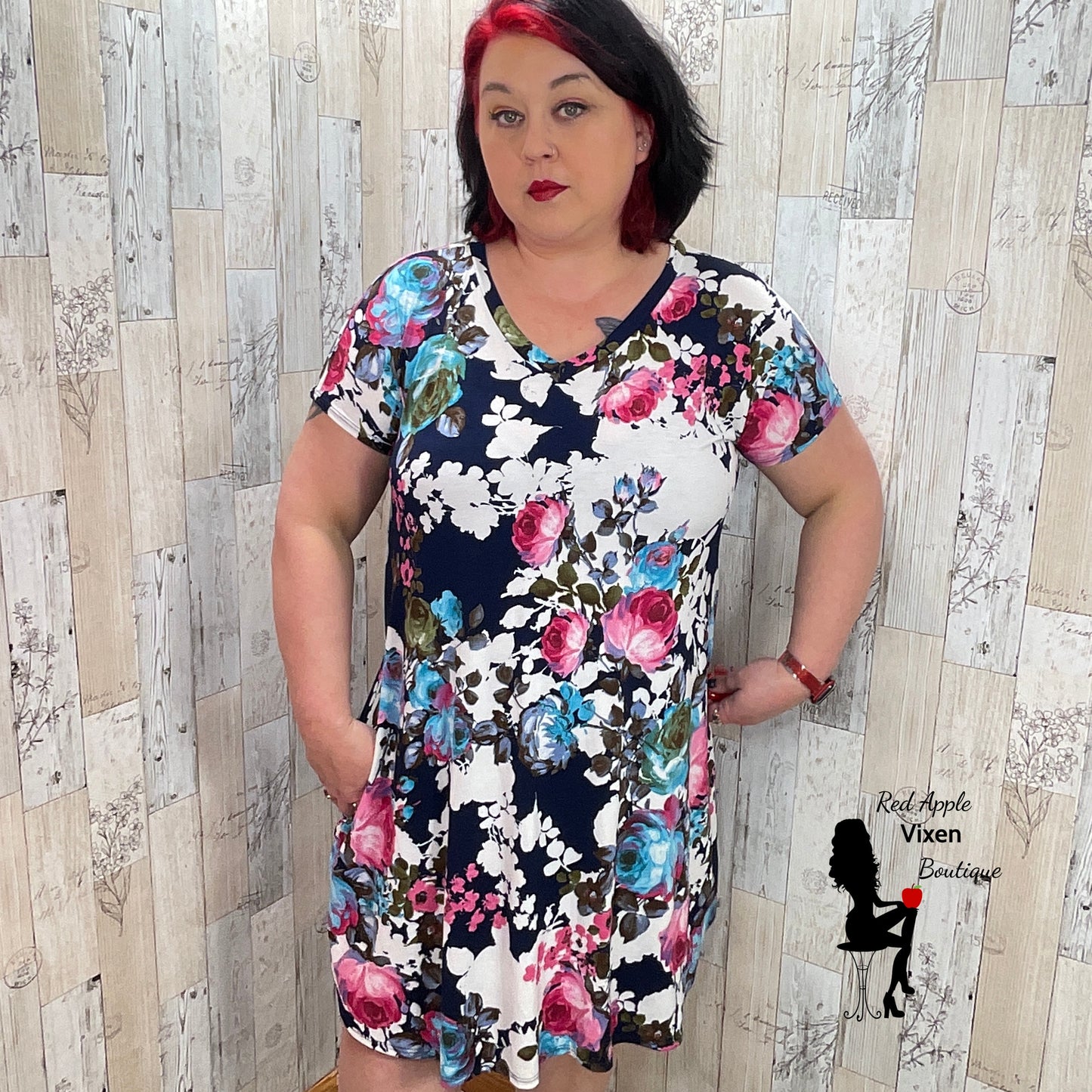 Short Sleeve Floral Dress Size Medium and 3XLarge - Sassy Chick Clothing