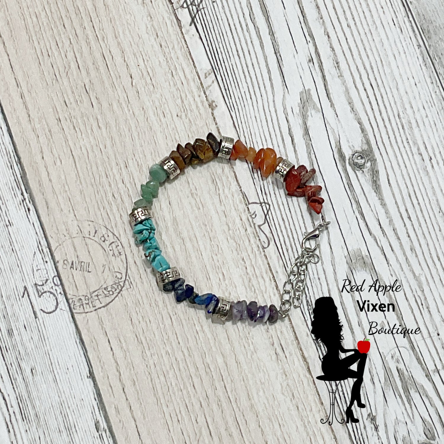 Stone Chip Rainbow Chakra Bracelet - Sassy Chick Clothing
