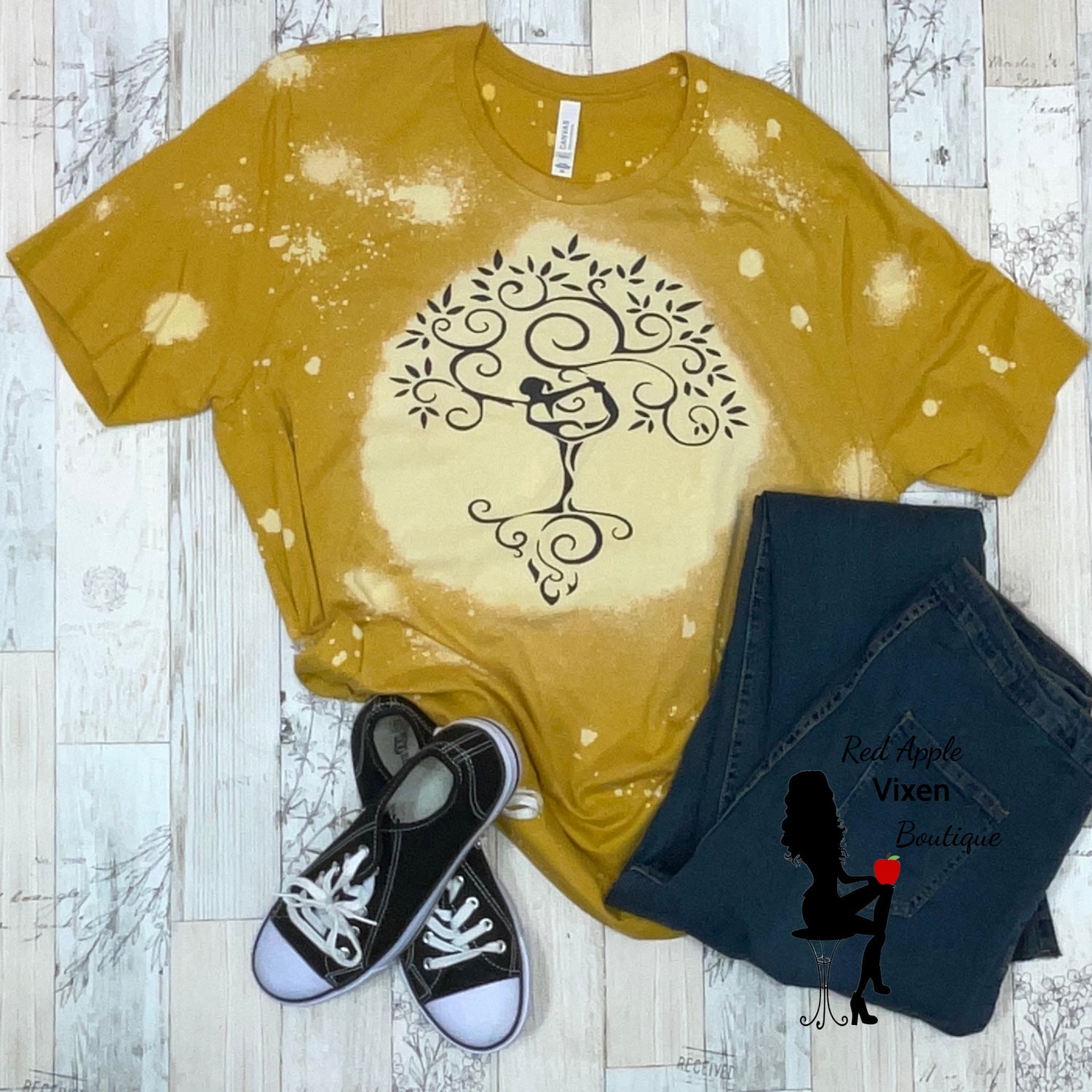 Yoga Tree Bleached Tee - Sassy Chick Clothing