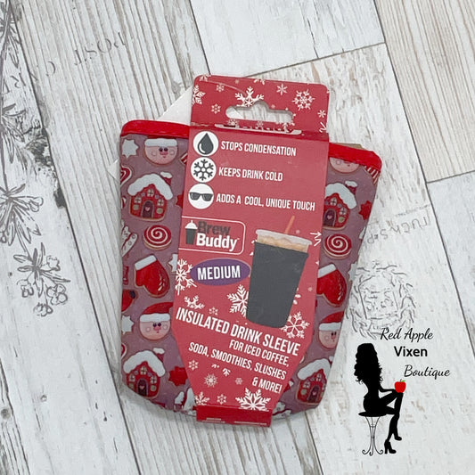 Brew Buddy Insulated Iced Coffee Drink Sleeve Happy Holidays - Sassy Chick Clothing