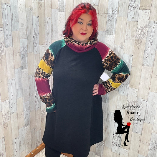Multi Colored Turtleneck Sweater Dress - Sassy Chick Clothing