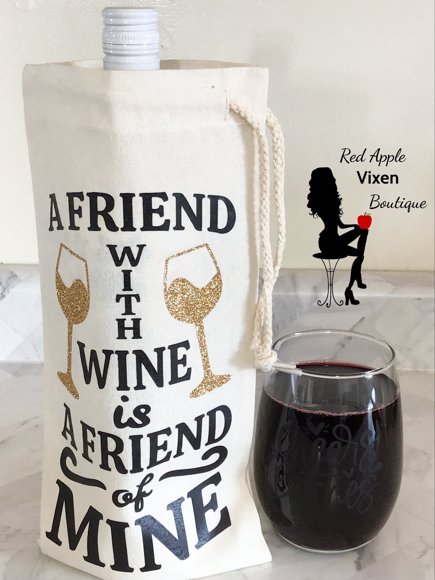 A Friend with Wine is a Friend of Mine Wine Tote Bag - Sassy Chick Clothing