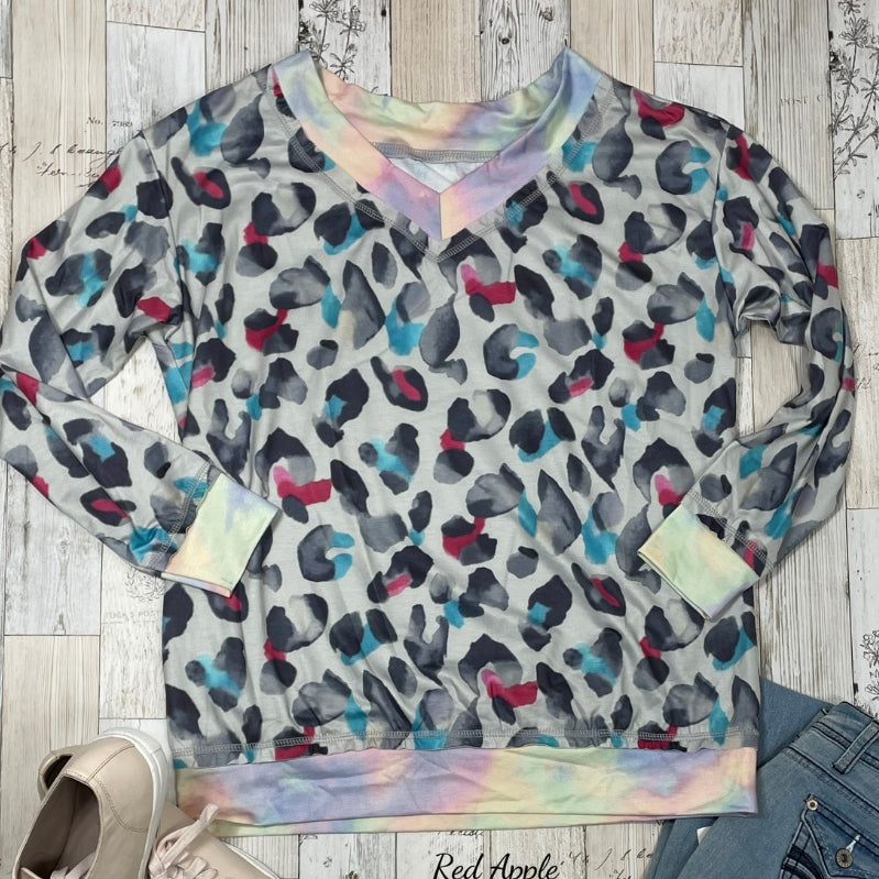 Animal Print and Tie Dye Sweatshirt Sizes in Regular and Plus - Red Apple Vixen Boutique
