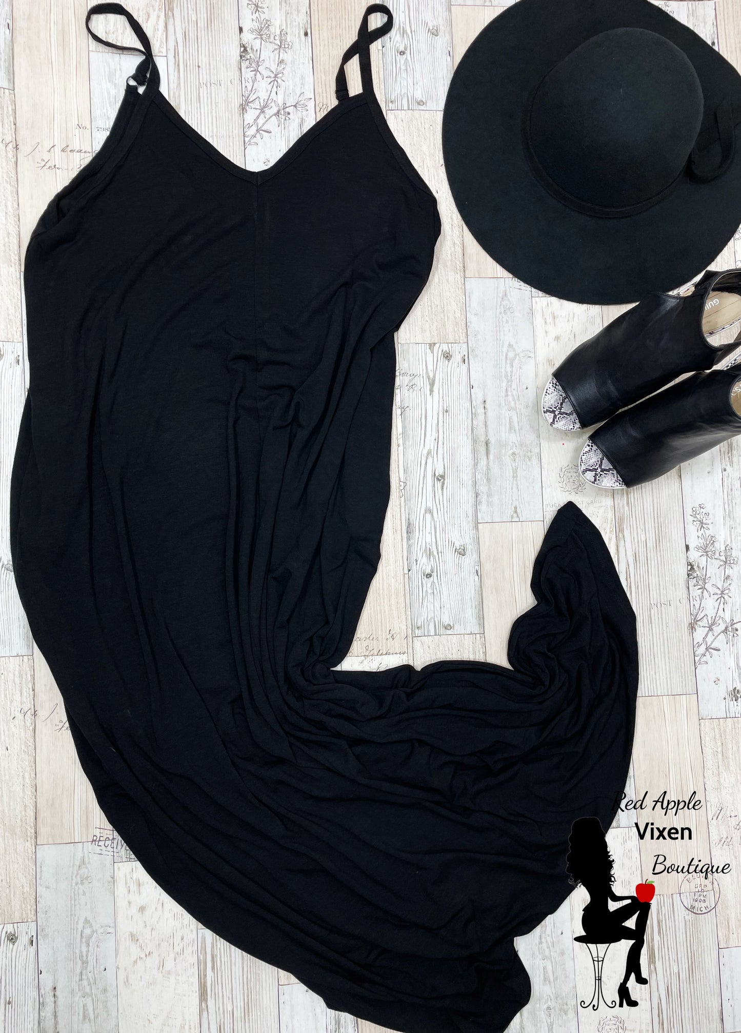 Solid Black V-Neck Maxi Dress - Sassy Chick Clothing
