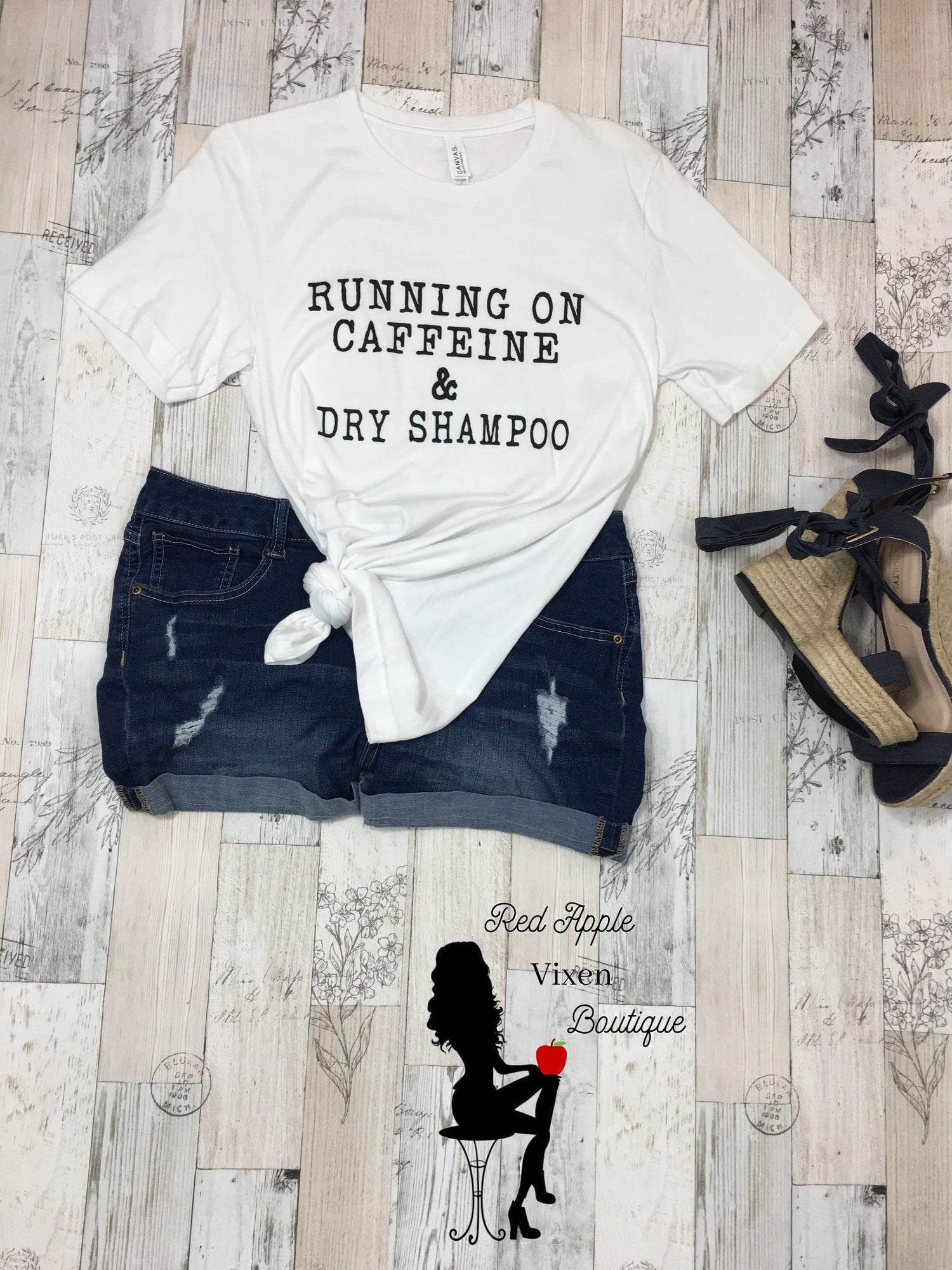 Caffeine and Dry Shampoo Graphic Tee - Red Apple Vixen Boutique