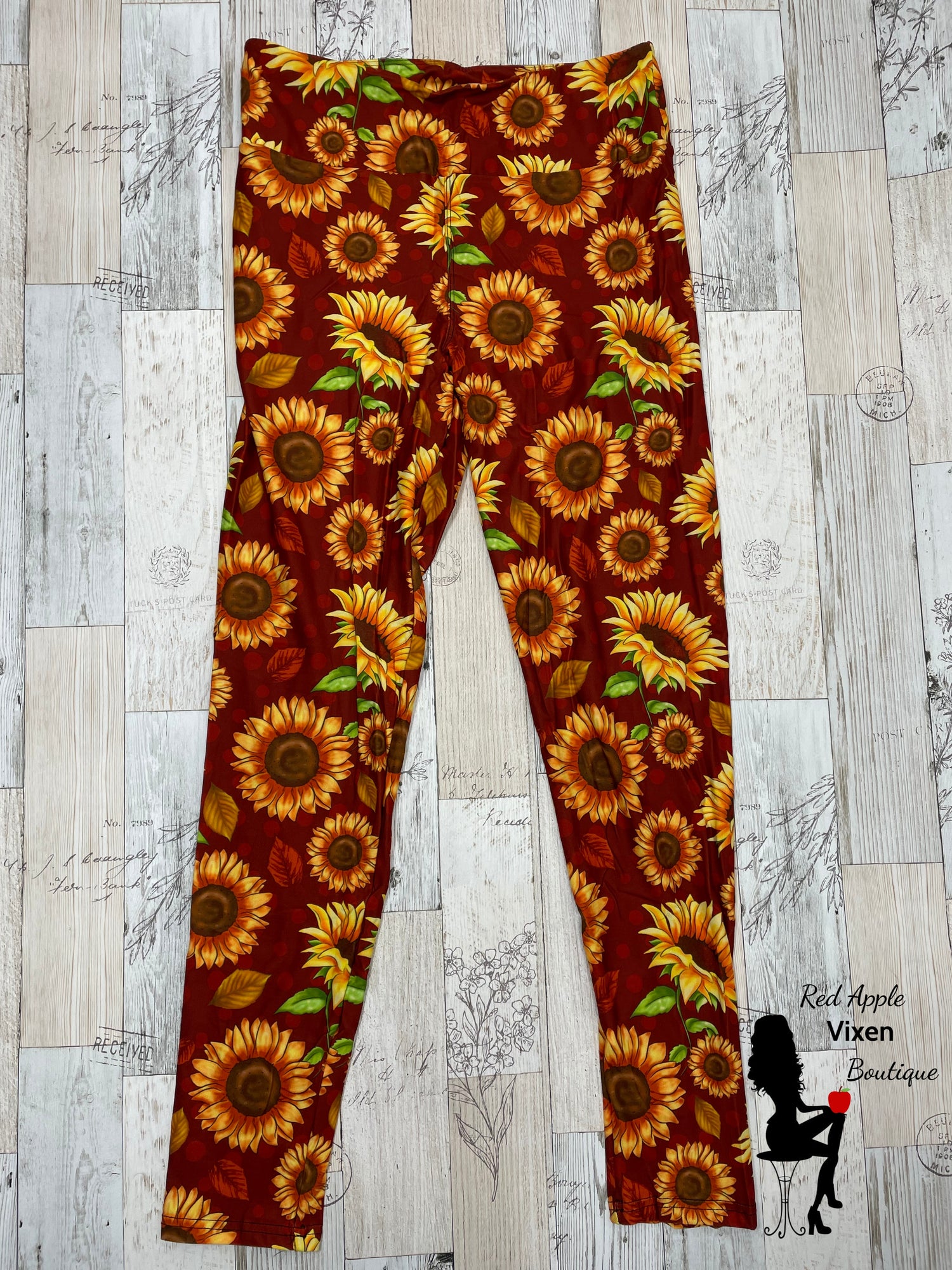 Fall Sunflower Leggings - Red Apple Vixen Boutique