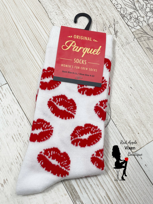 Women's Lips Pattern Novelty Socks - Red Apple Vixen Boutique