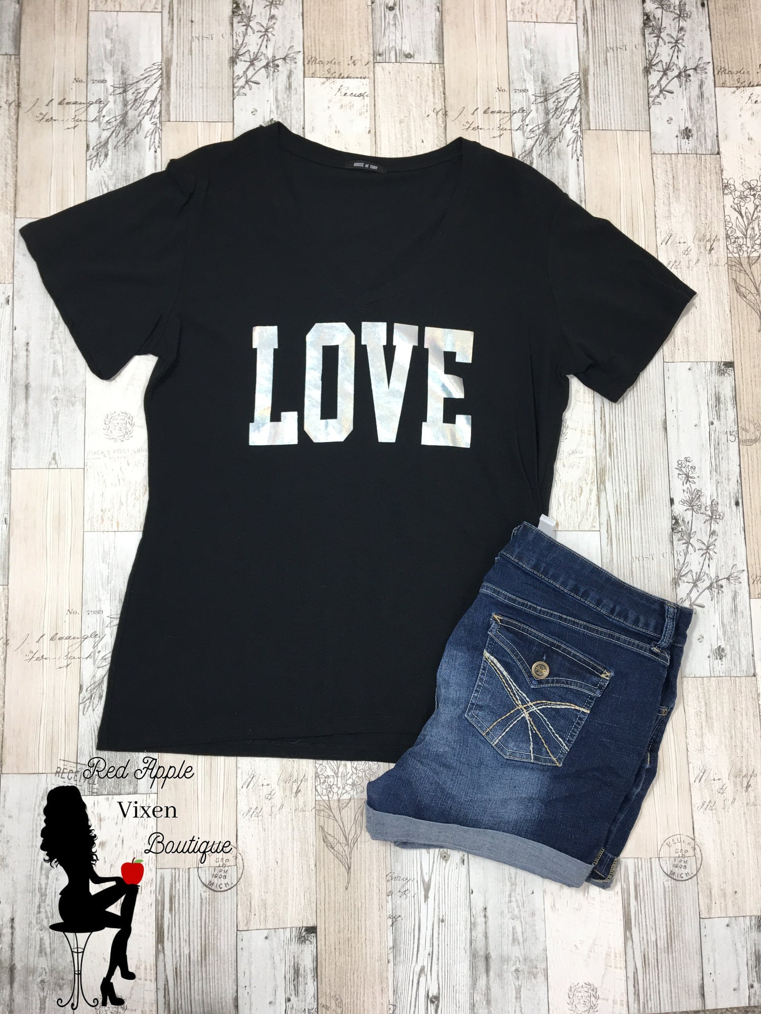 Holographic Love Tee - Red Apple Vixen Boutique