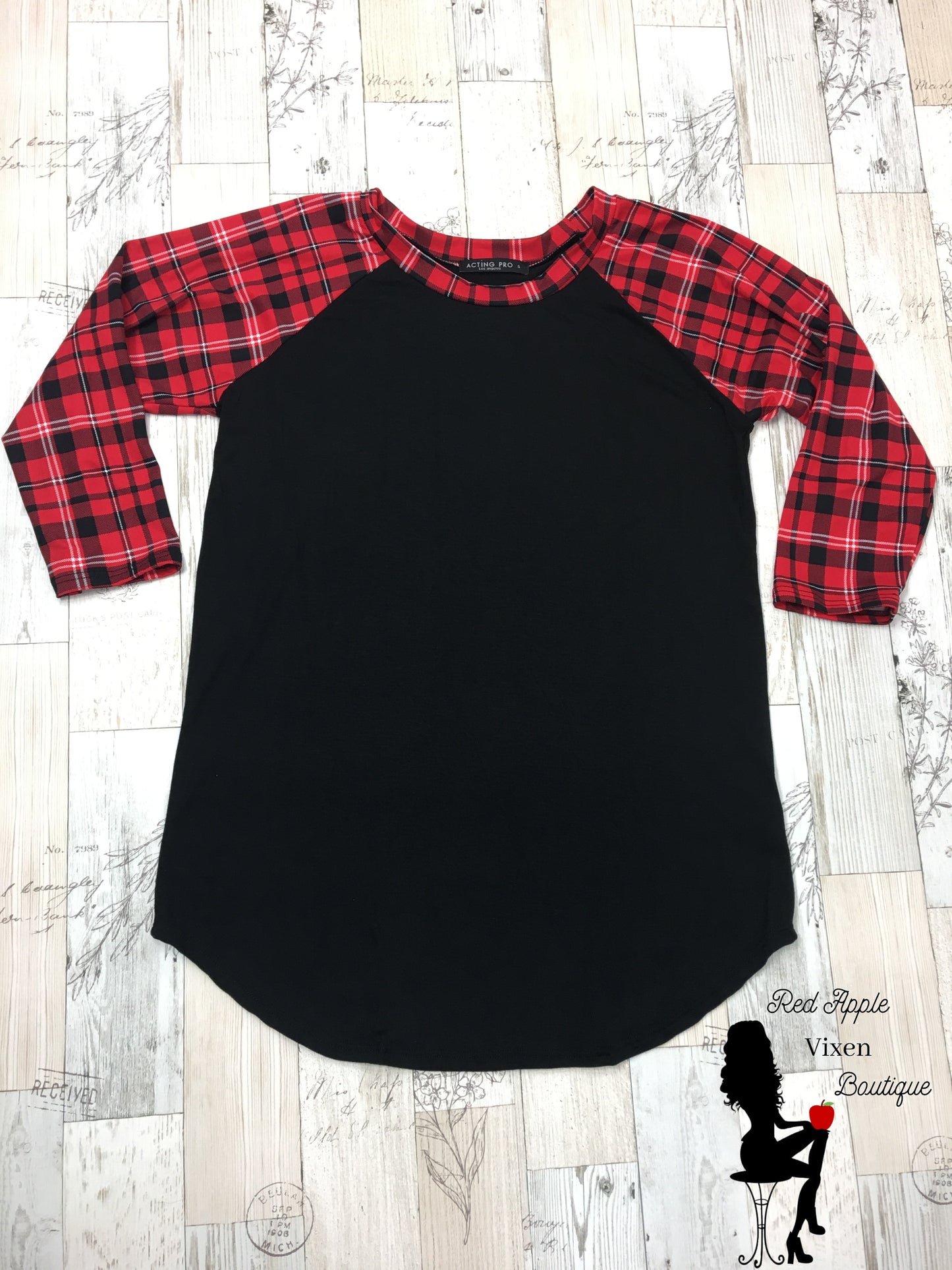 Long Sleeve Red and Black Plaid Tunic - Red Apple Vixen Boutique