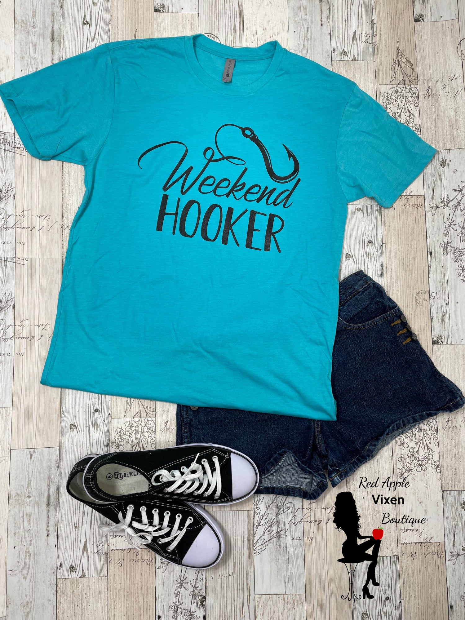Weekend Hooker (Fishing) Graphic Tee - Red Apple Vixen Boutique