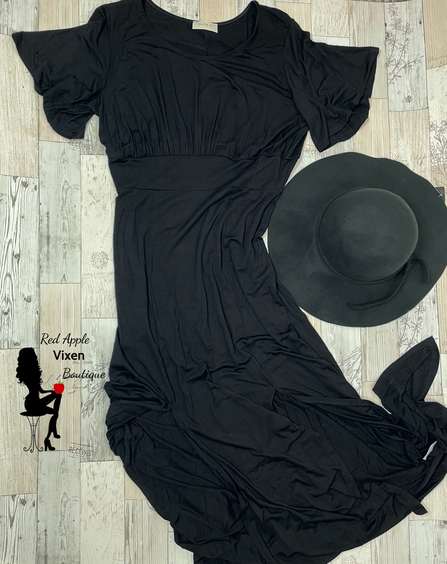 Double Split Black Maxi Dress - Sassy Chick Clothing