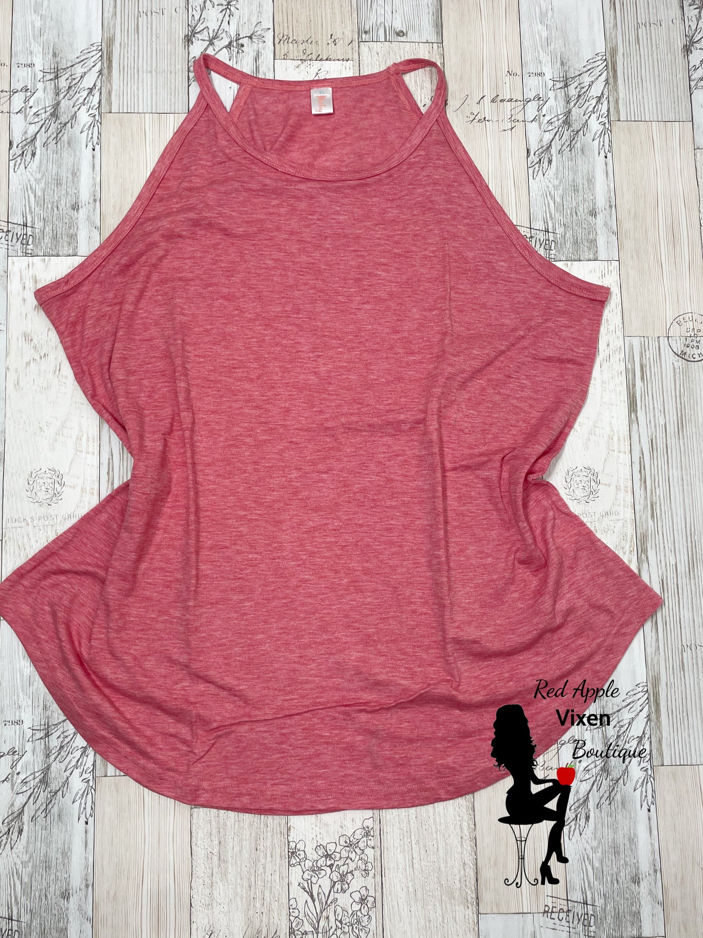 Heathered Coral Halter Tank - Red Apple Vixen Boutique