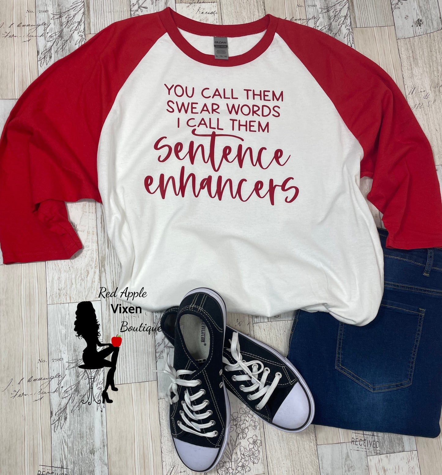 Swear Words Are Sentence Enhancers Graphic Tee - Red Apple Vixen Boutique