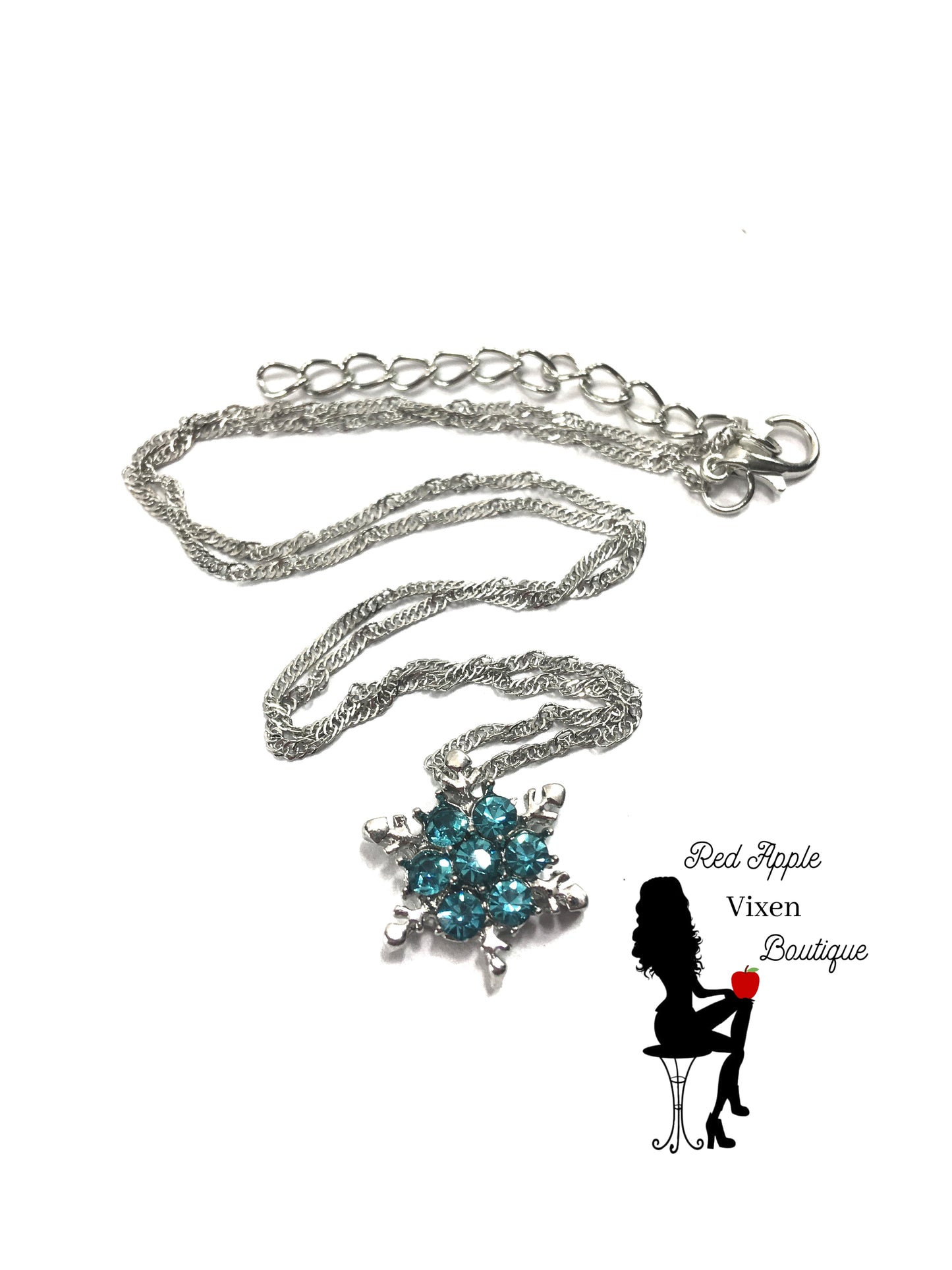 Blue Snowflake Pendant Necklace - Red Apple Vixen Boutique