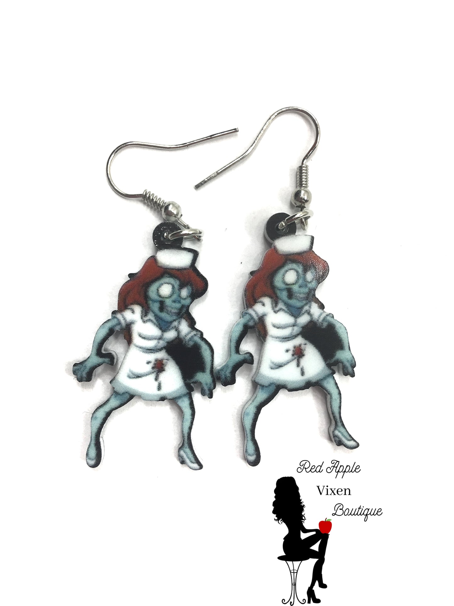 Zombie Nurse Dangle Earrings - Red Apple Vixen Boutique