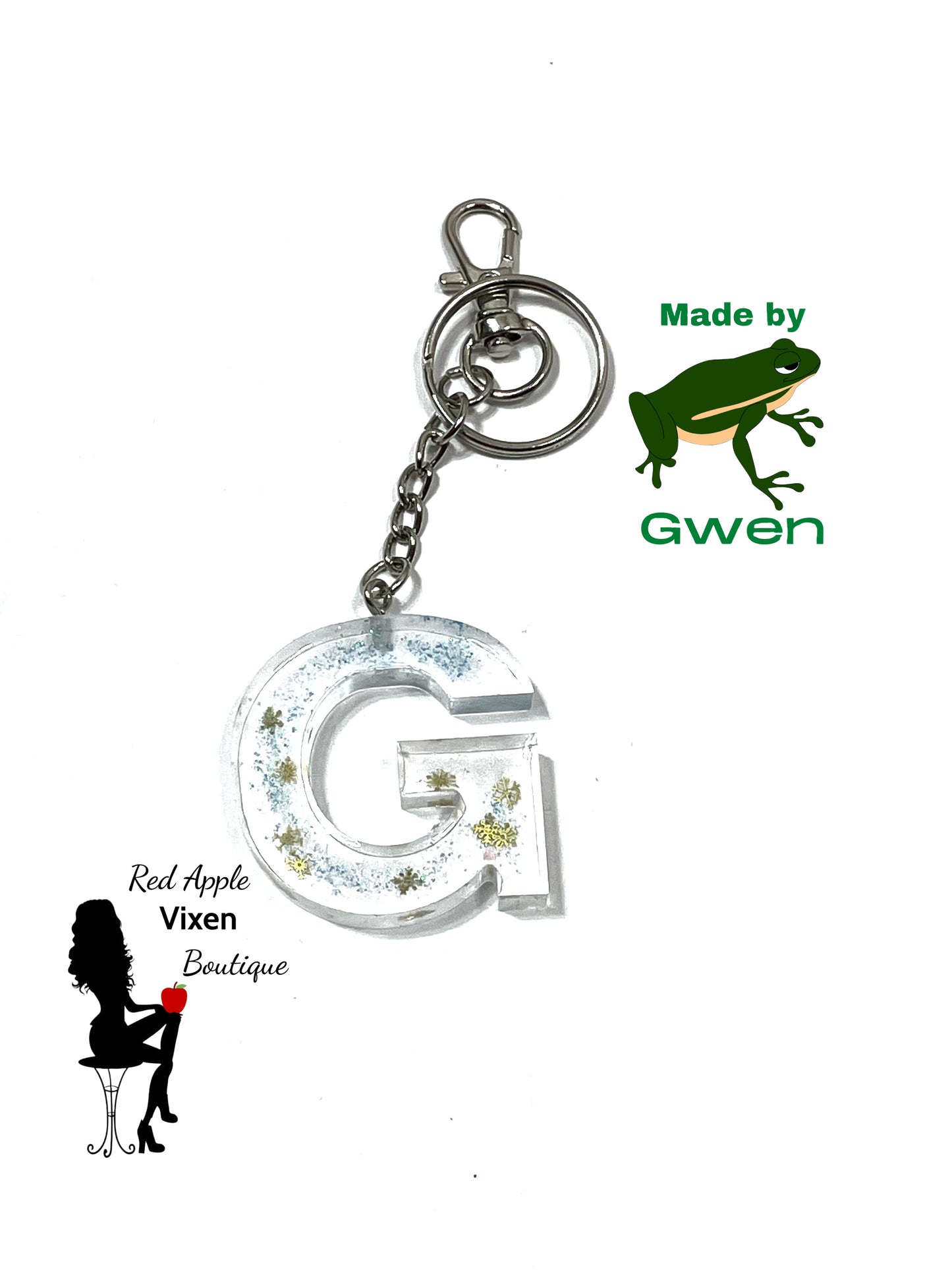 Letter G Resin Key Chain - Red Apple Vixen Boutique