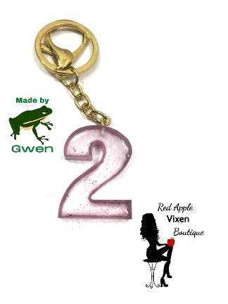 Number 2 Resin Keychain - Red Apple Vixen Boutique