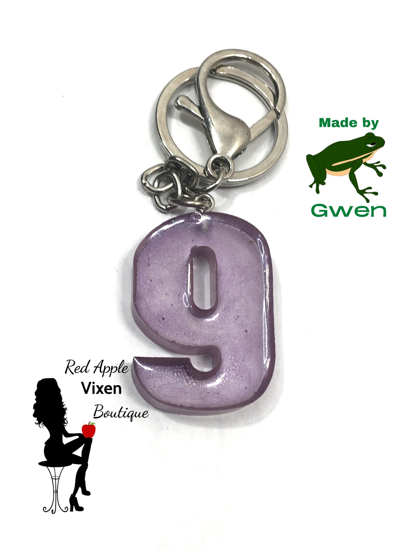 Number 9 Resin Keychain - Red Apple Vixen Boutique