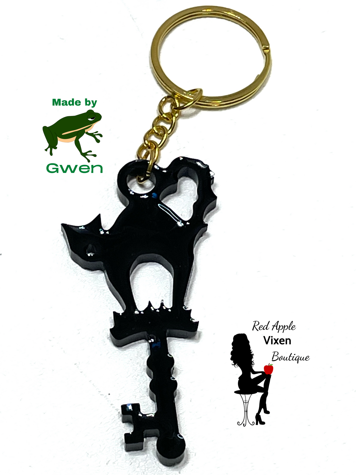 Cat and Key Keychain - Red Apple Vixen Boutique