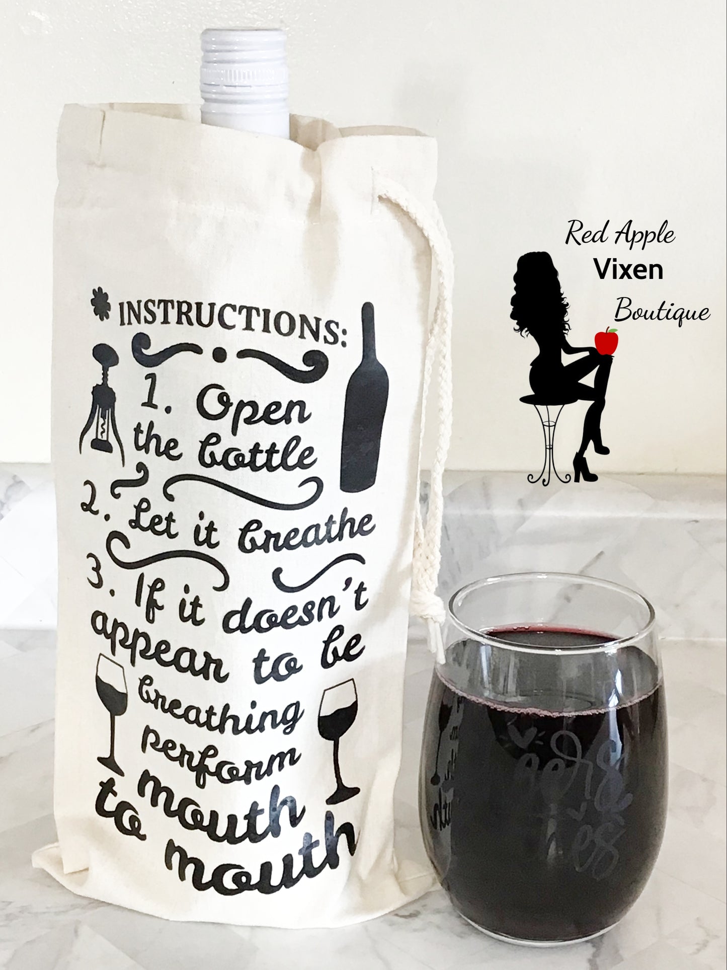 Wine Instructions Wine Tote Bag - Sassy Chick Clothing