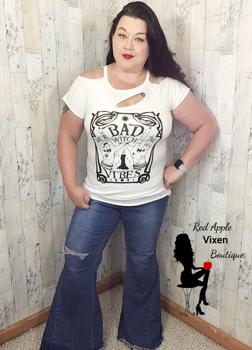 Bad Witch Vibes Cut Out Tee - Red Apple Vixen Boutique