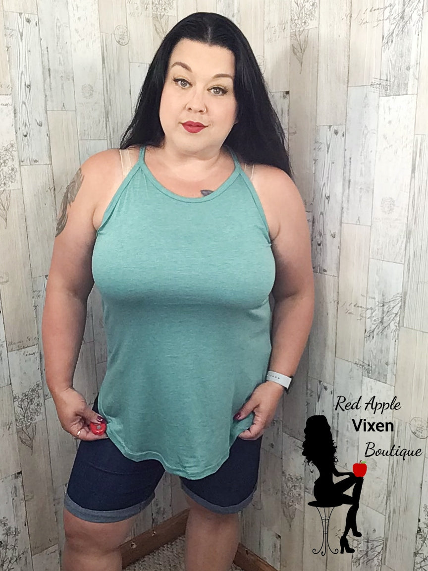 Heathered Colored Halter Tank - Red Apple Vixen Boutique