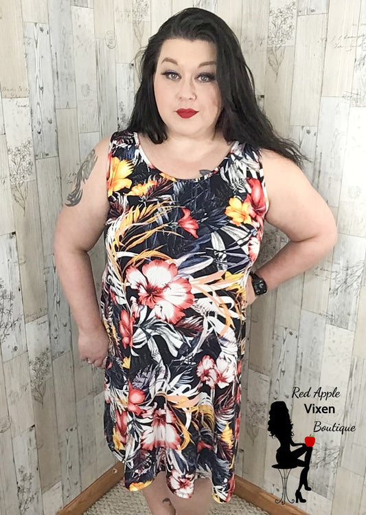 Floral Sleeveless Dress - Sassy Chick Clothing