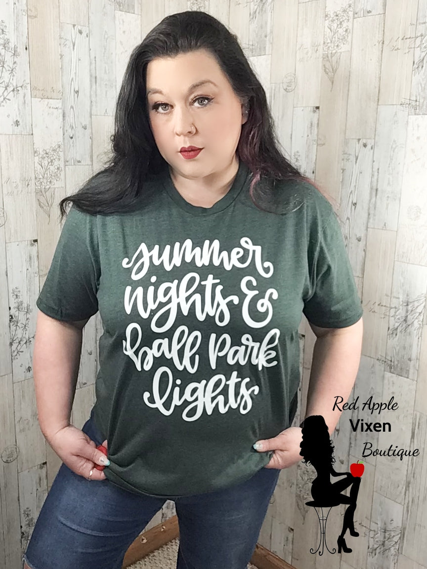 Summer Nights and Ball Park Lights Graphic Tee - Sassy Chick Clothing
