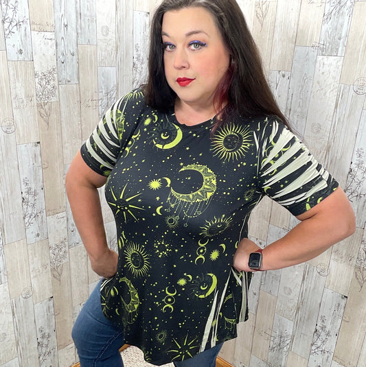 Moon and Stars Short Sleeve Top - Sassy Chick Clothing