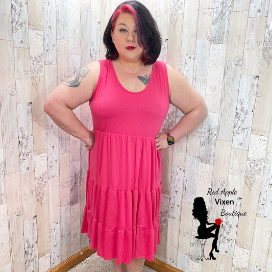 Pink Ruffle Tank Dress Size 2XLarge - Sassy Chick Clothing