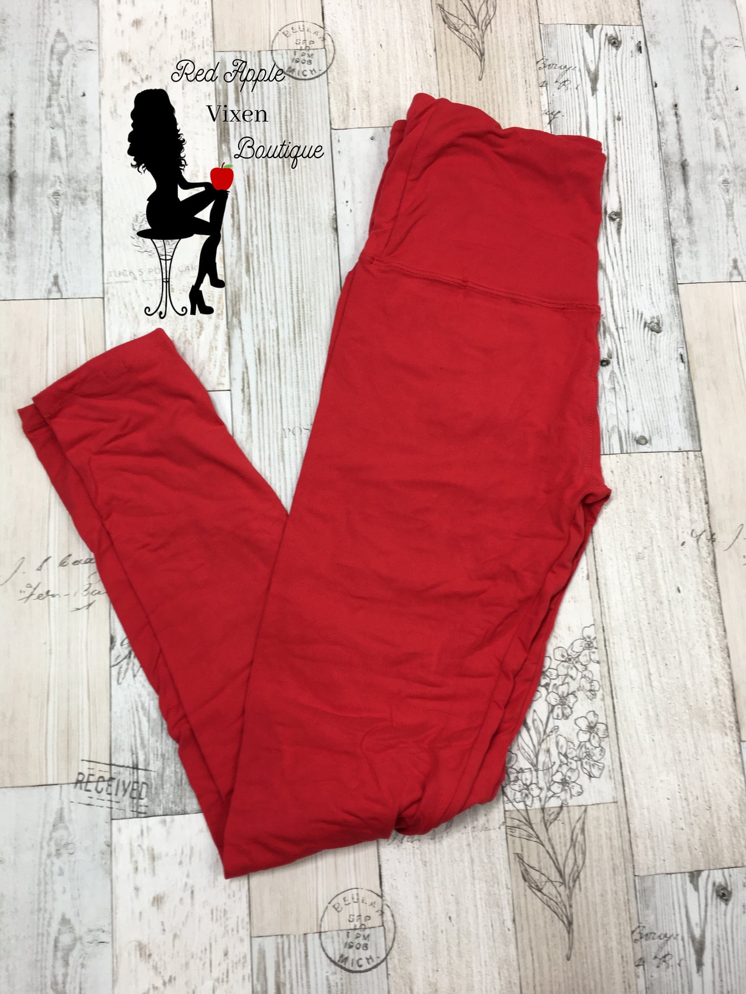 Extra Plus Size Solid Colored Full Length Leggings - Red Apple Vixen Boutique