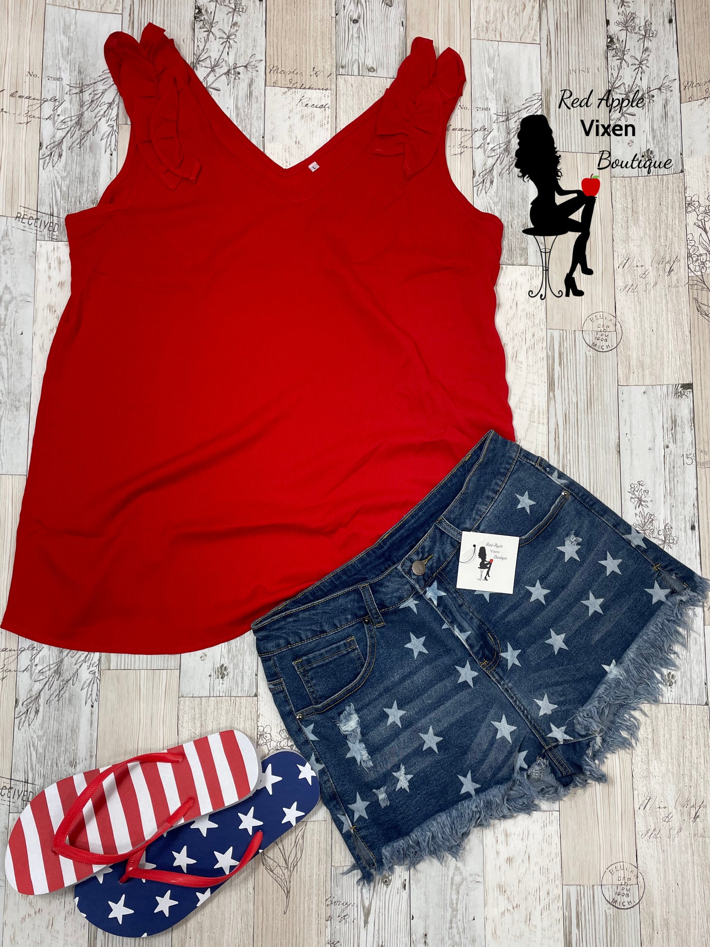 Red Ruffle Tank - Red Apple Vixen Boutique