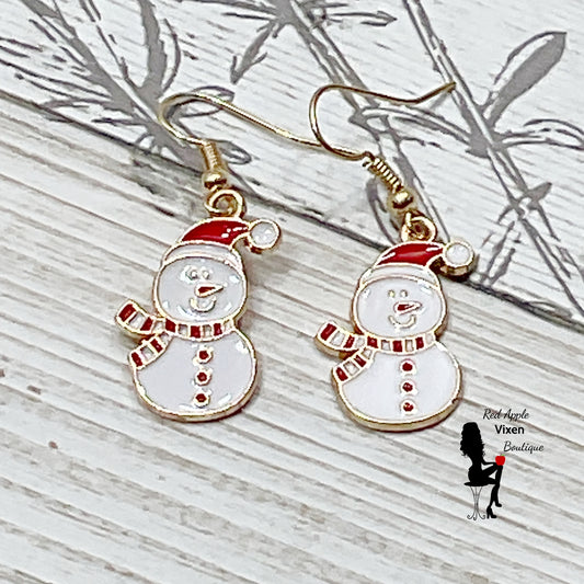 Enamel Snowman Earrings - Sassy Chick Clothing