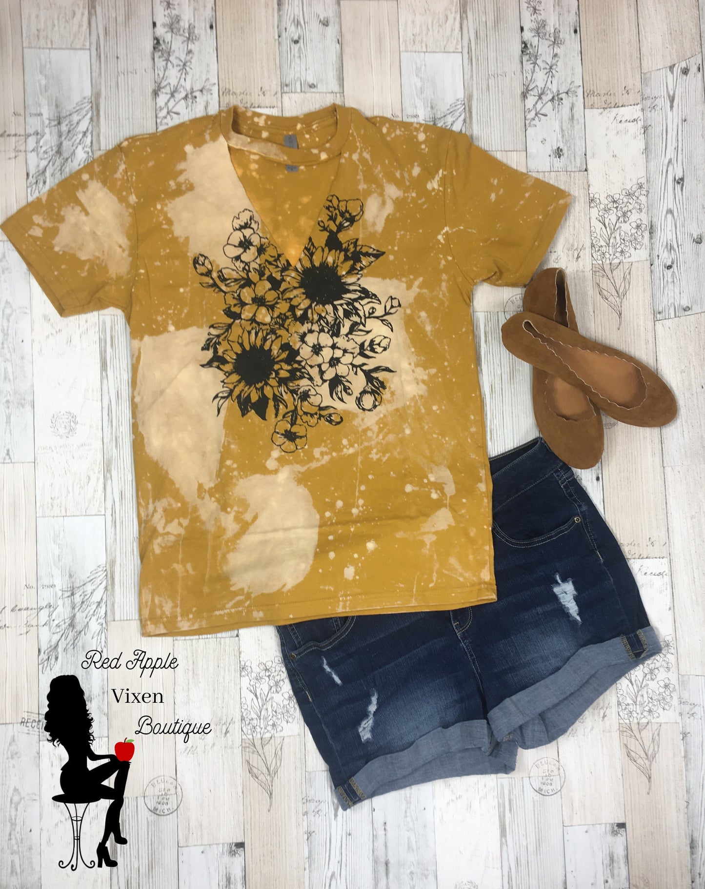 Sunflower Harvest Distressed Tee - Sassy Chick Clothing