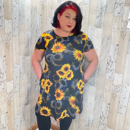 Sunflower Print Dress - Sassy Chick Clothing