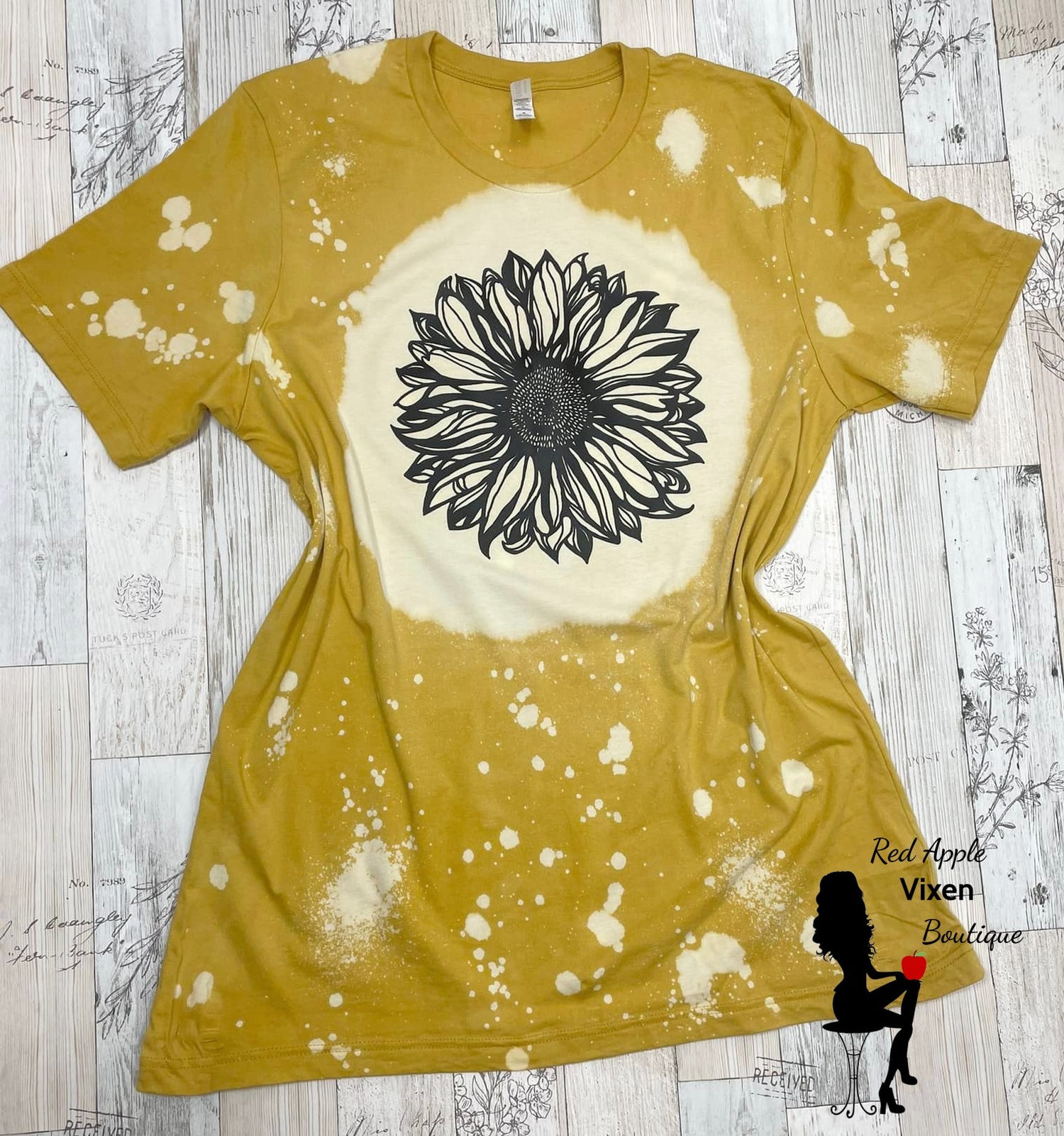 Bleach Dyed Sunflower Tee - Sassy Chick Clothing