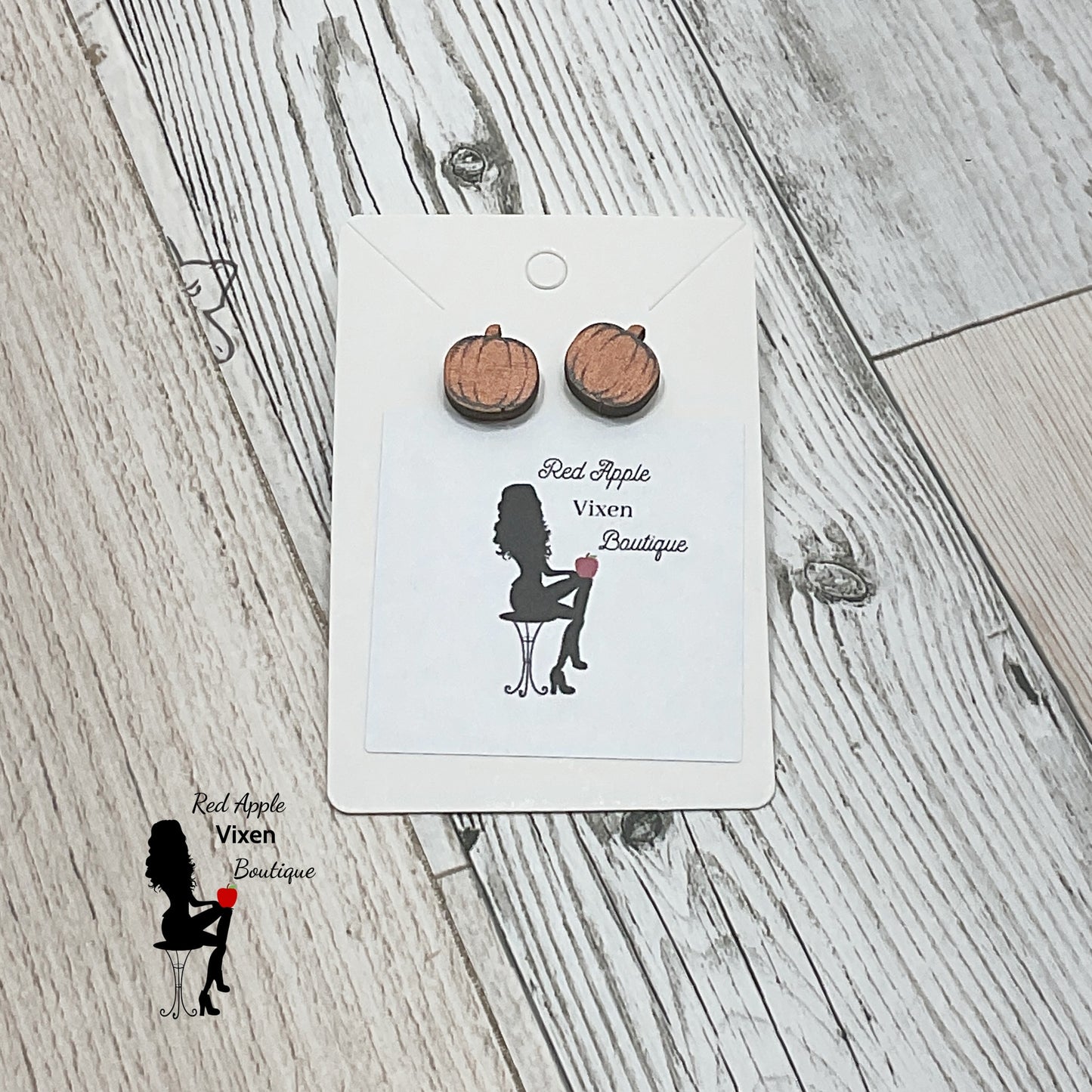 Wooden Pumpkin Earrings - Sassy Chick Clothing