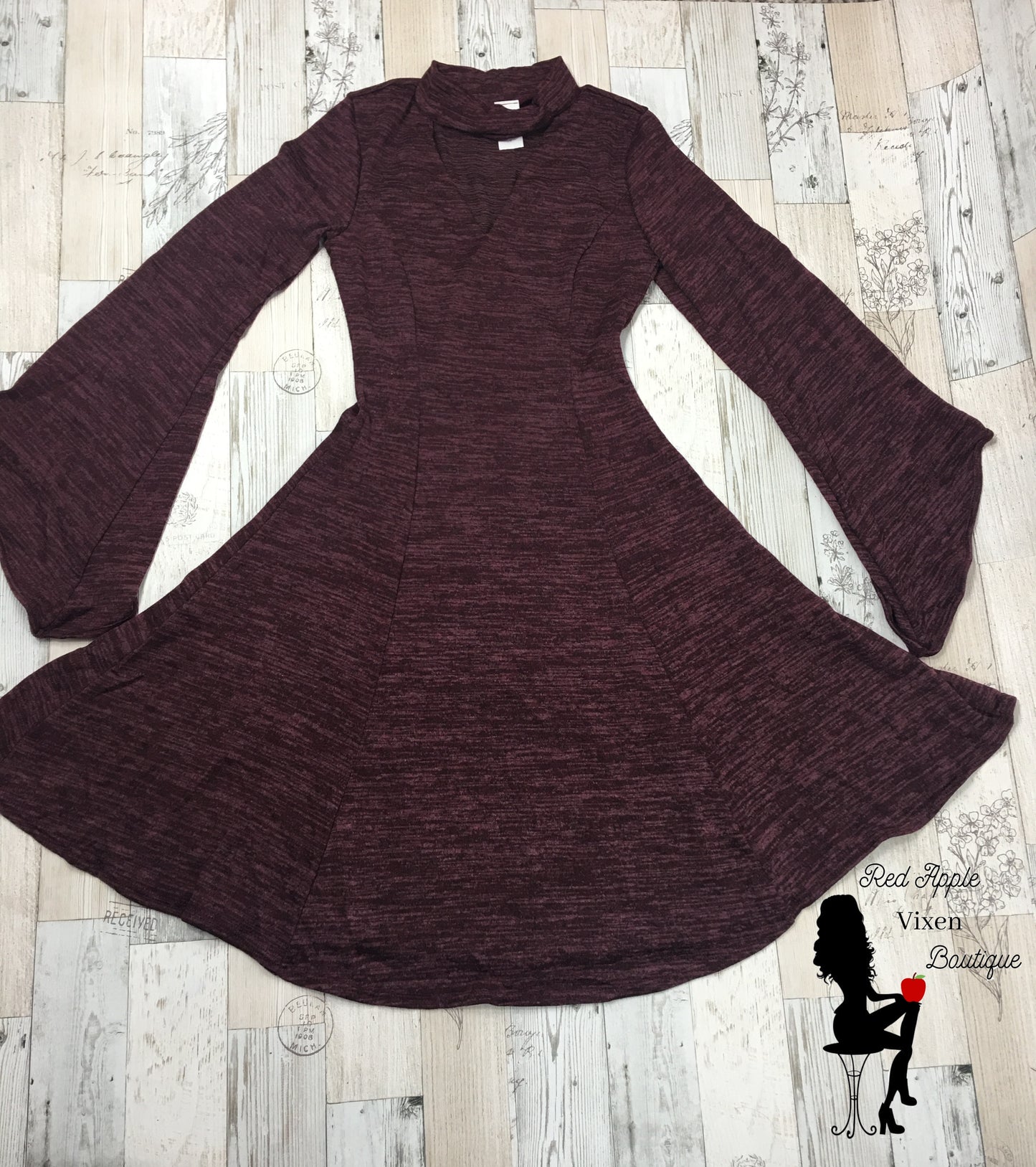 Burgundy Sweater Dress - Red Apple Vixen Boutique