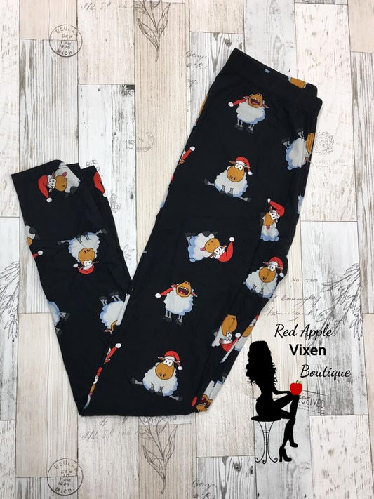 Christmas Sheep Full Length Leggings - Red Apple Vixen Boutique