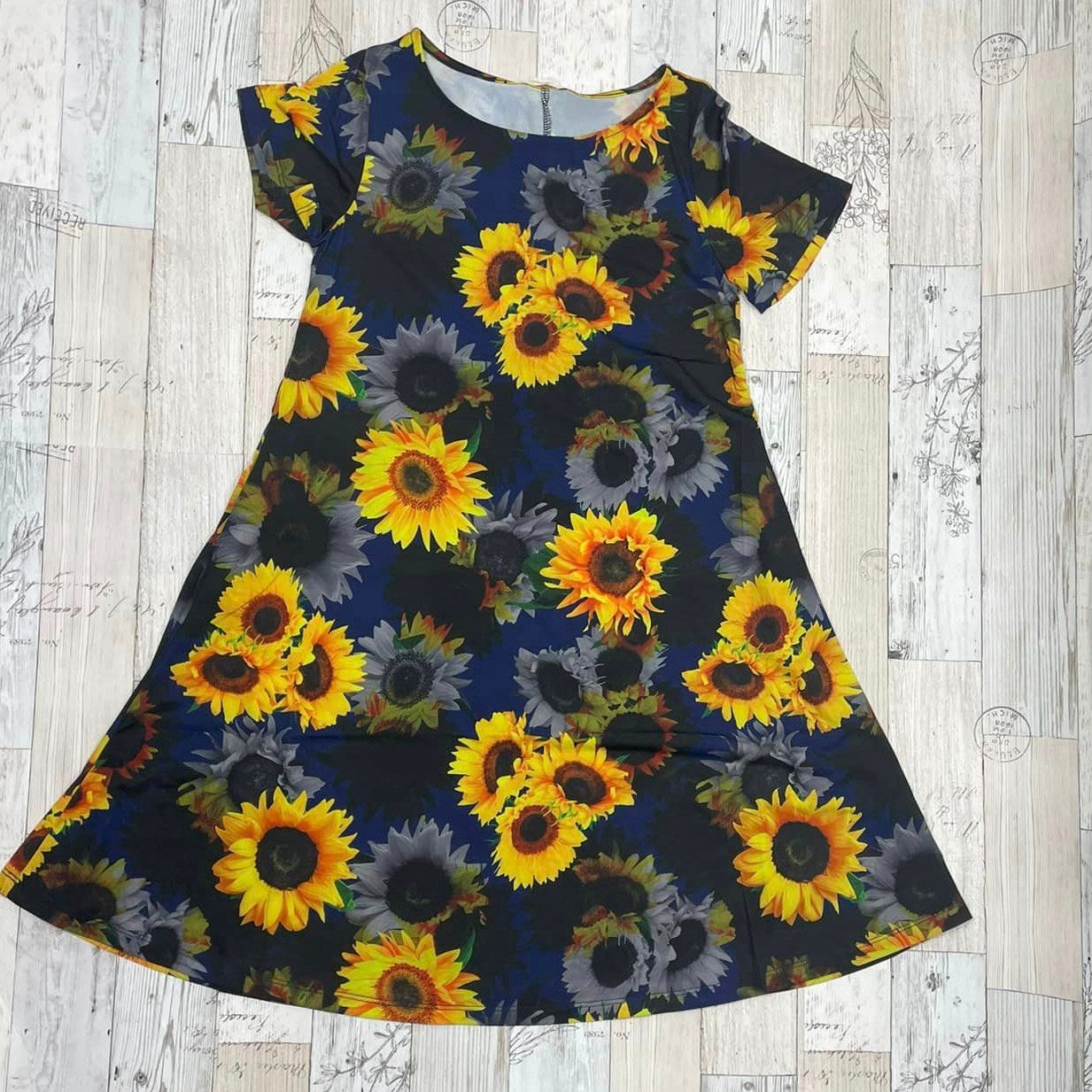 Sunflower Print Dress - Sassy Chick Clothing